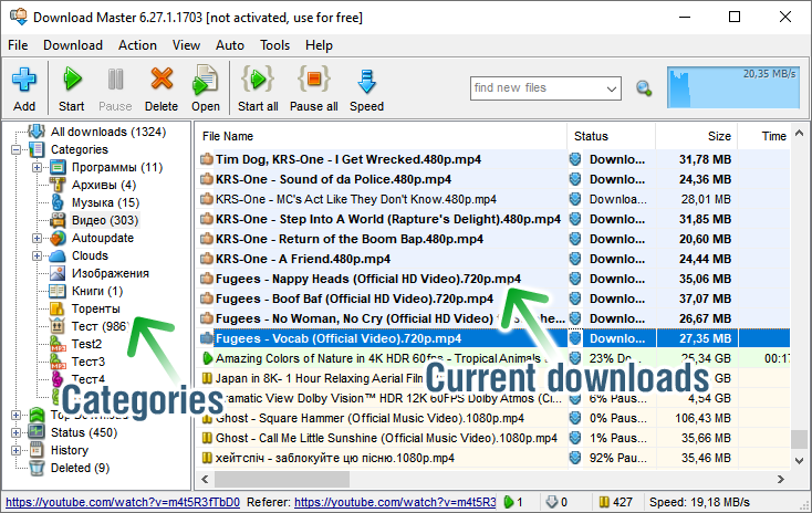 DOWNLOAD MASTER - Main window