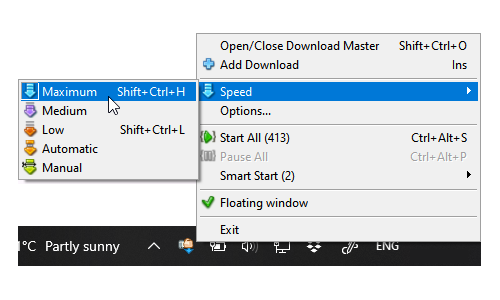 Tray Icon - Enable/Disable download with IDA