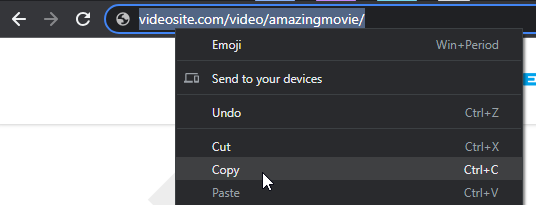 Copy the URL of the video page